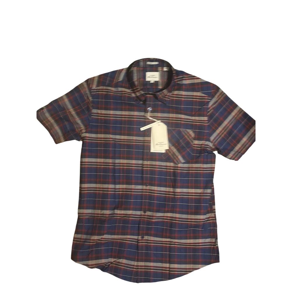 Ben Sherman Men’s Plaid Short Sleeve Shirt Size M Organic Cotton NWT